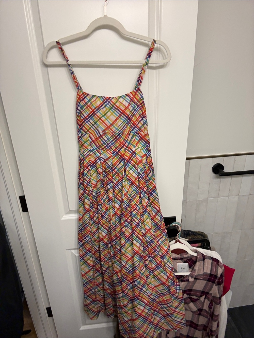 Banjanan Multicolor Plaid Spaghetti-Strap Maxi Dress
